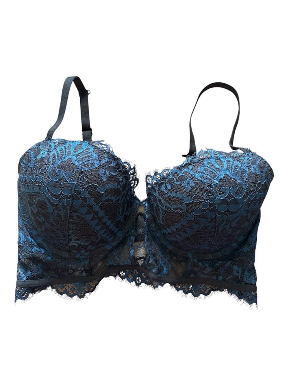 ⭐️ La Senza Diva Demi Black & Teal Lace Bra- 34DD